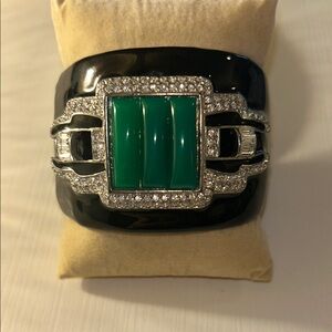 Vintage Kenneth Jay Lane art deco cuff bracelet with hinge opening. Beautiful!